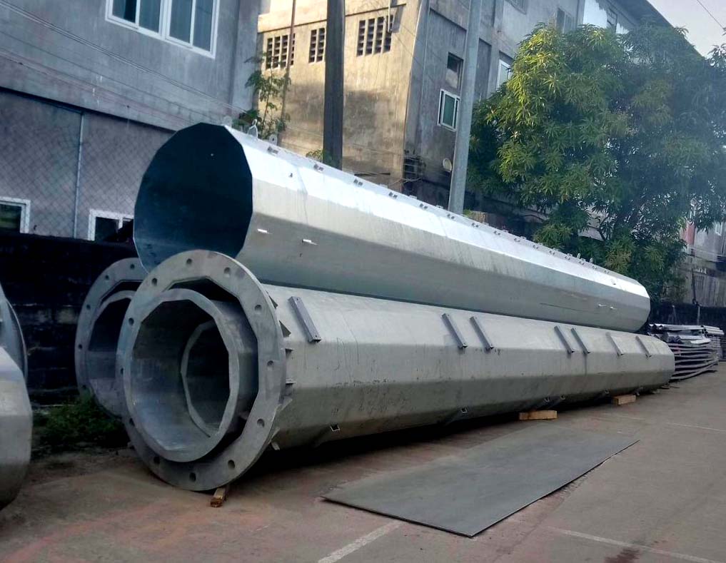 monopole sections awaiting delivery